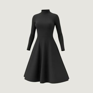 Karen Millen Womens Black Mock Neck Long Sleeve Skater Dress US 2 UK 6 EU 34